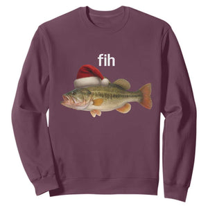 Funny Misspelled Fish Christmas Meme Sweatshirt TS14 Maroon Print Your Wear