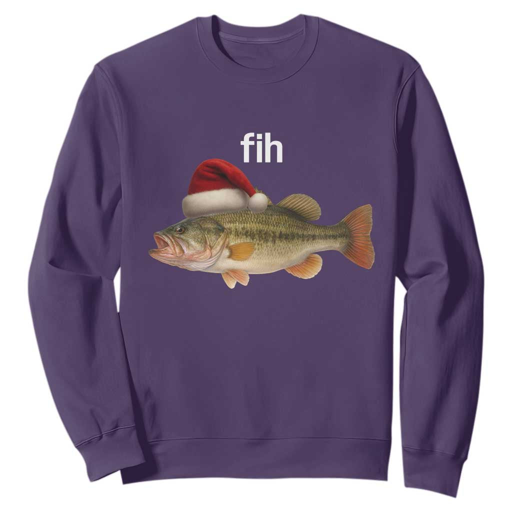 Funny Misspelled Fish Christmas Meme Sweatshirt TS14 Purple Print Your Wear