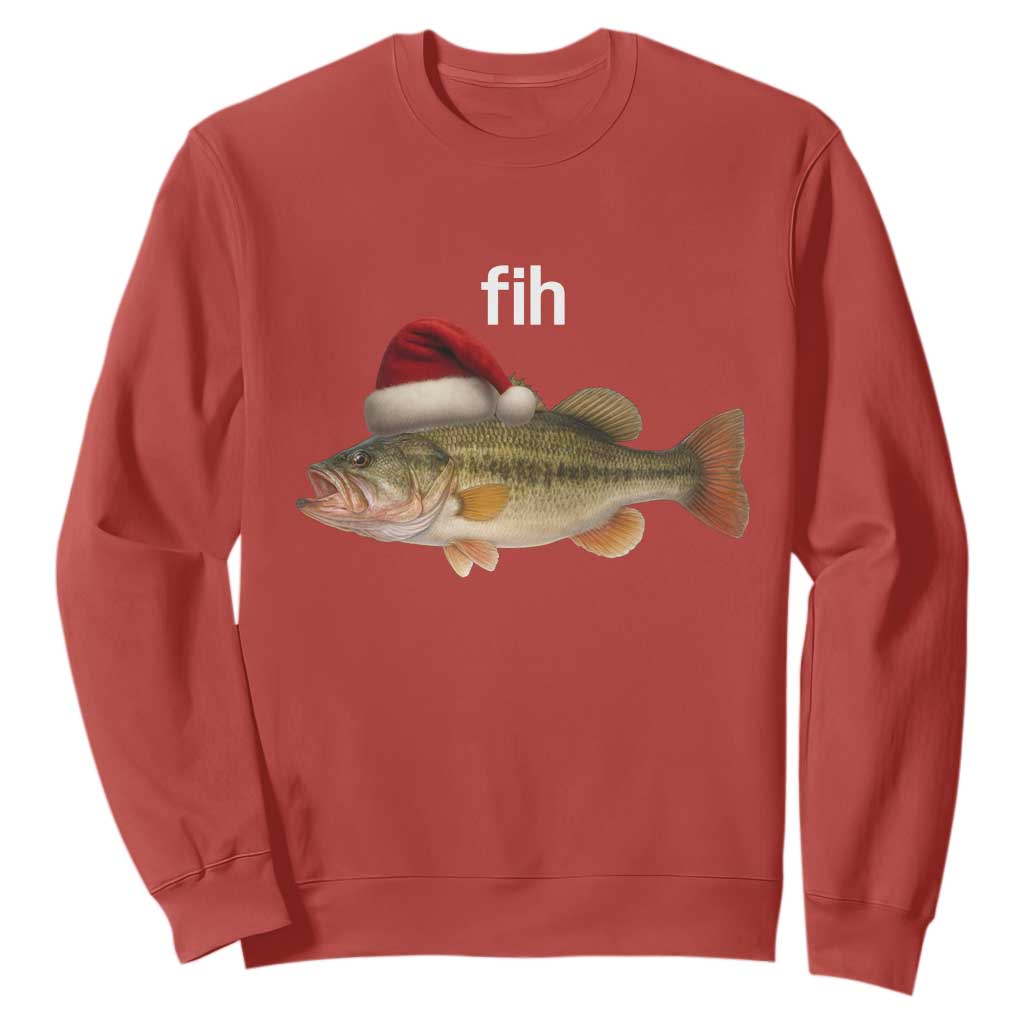 Funny Misspelled Fish Christmas Meme Sweatshirt TS14 Red Print Your Wear