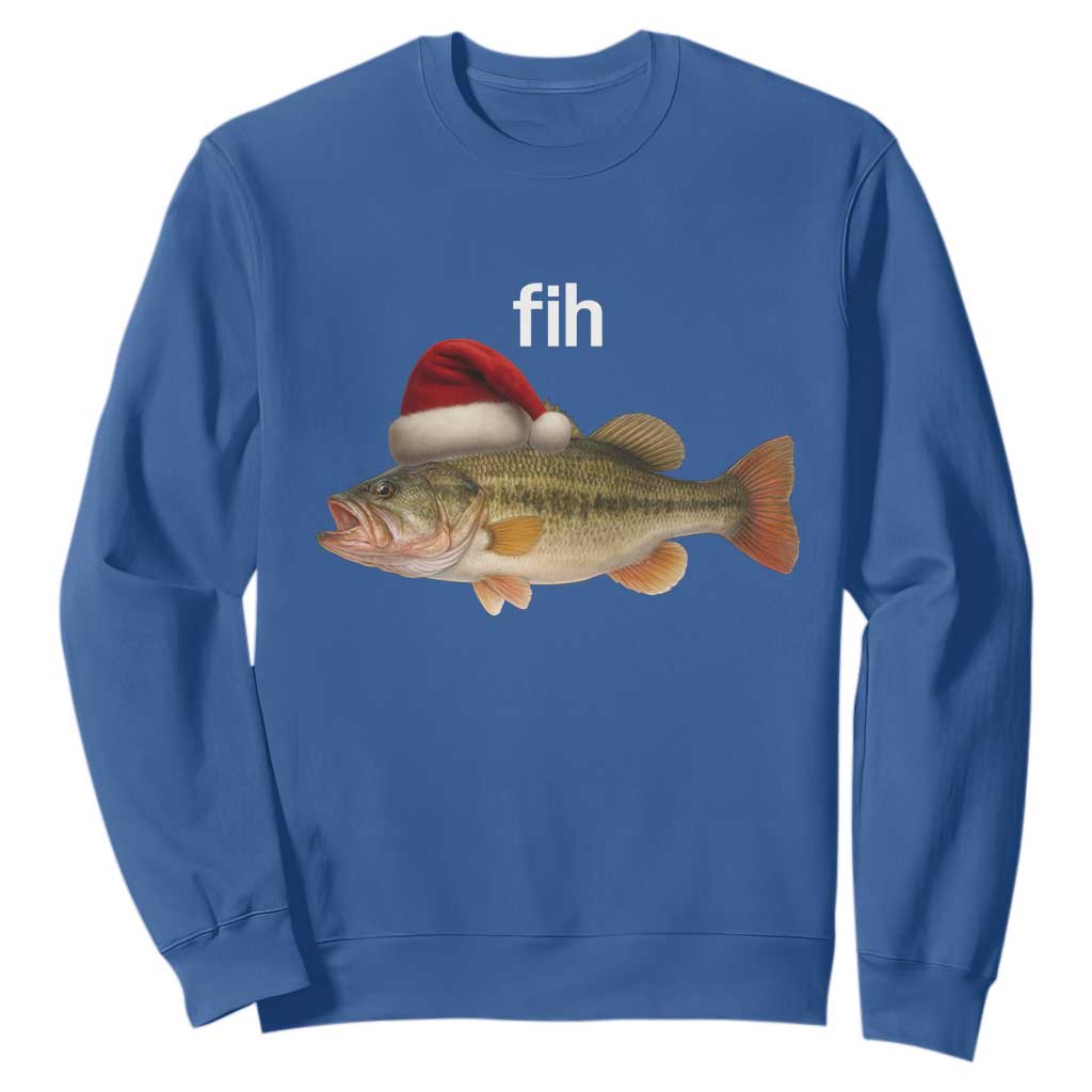 Funny Misspelled Fish Christmas Meme Sweatshirt TS14 Royal Blue Print Your Wear