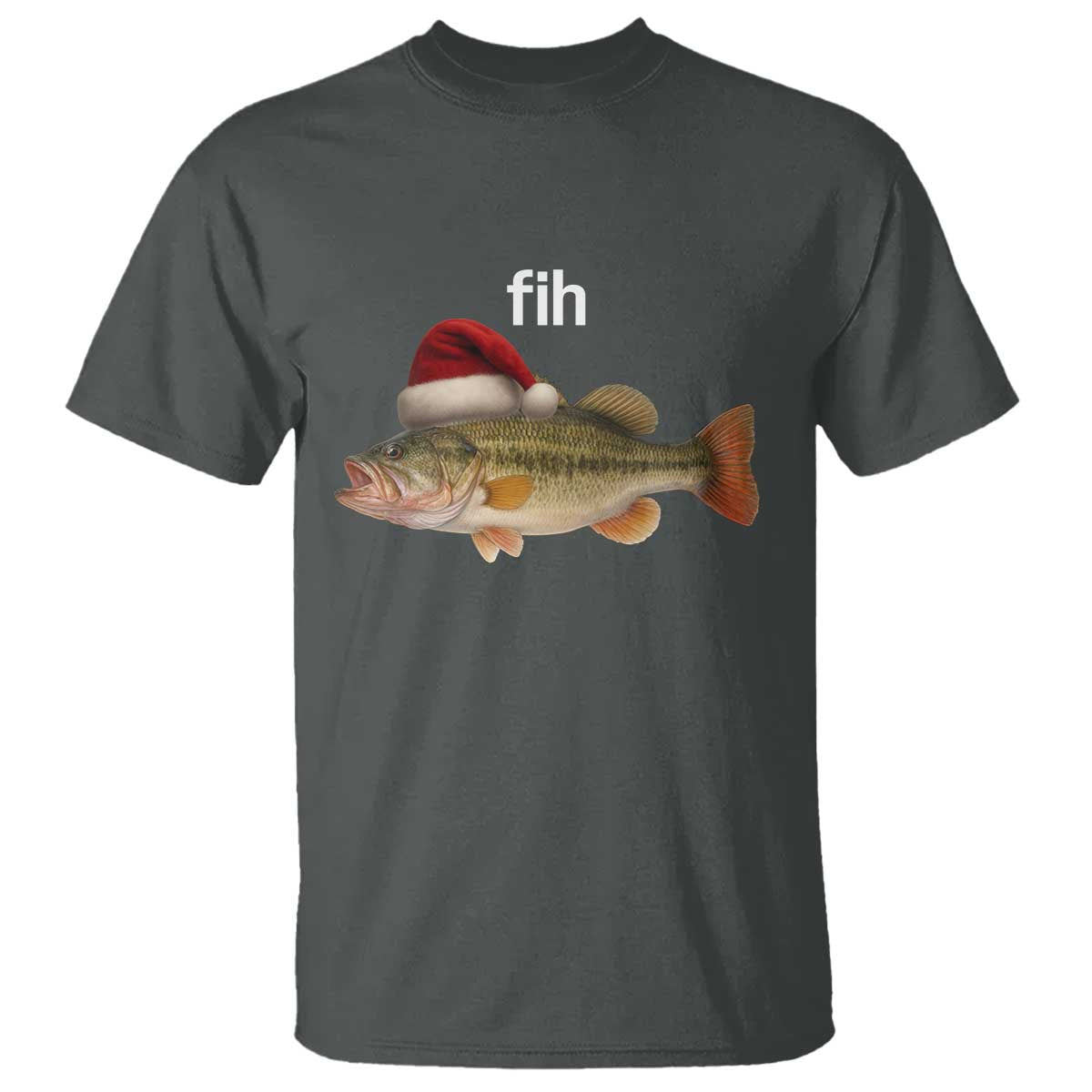 Funny Misspelled Fish Christmas Meme T Shirt TS14 Dark Heather Print Your Wear