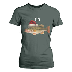 Funny Misspelled Fish Christmas Meme T Shirt For Women TS14 Dark Forest Green Print Your Wear