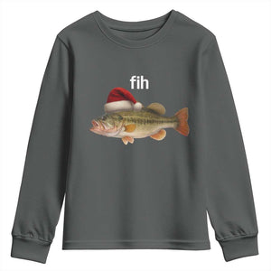 Funny Misspelled Fish Christmas Meme Youth Sweatshirt TS14 Dark Heather Print Your Wear