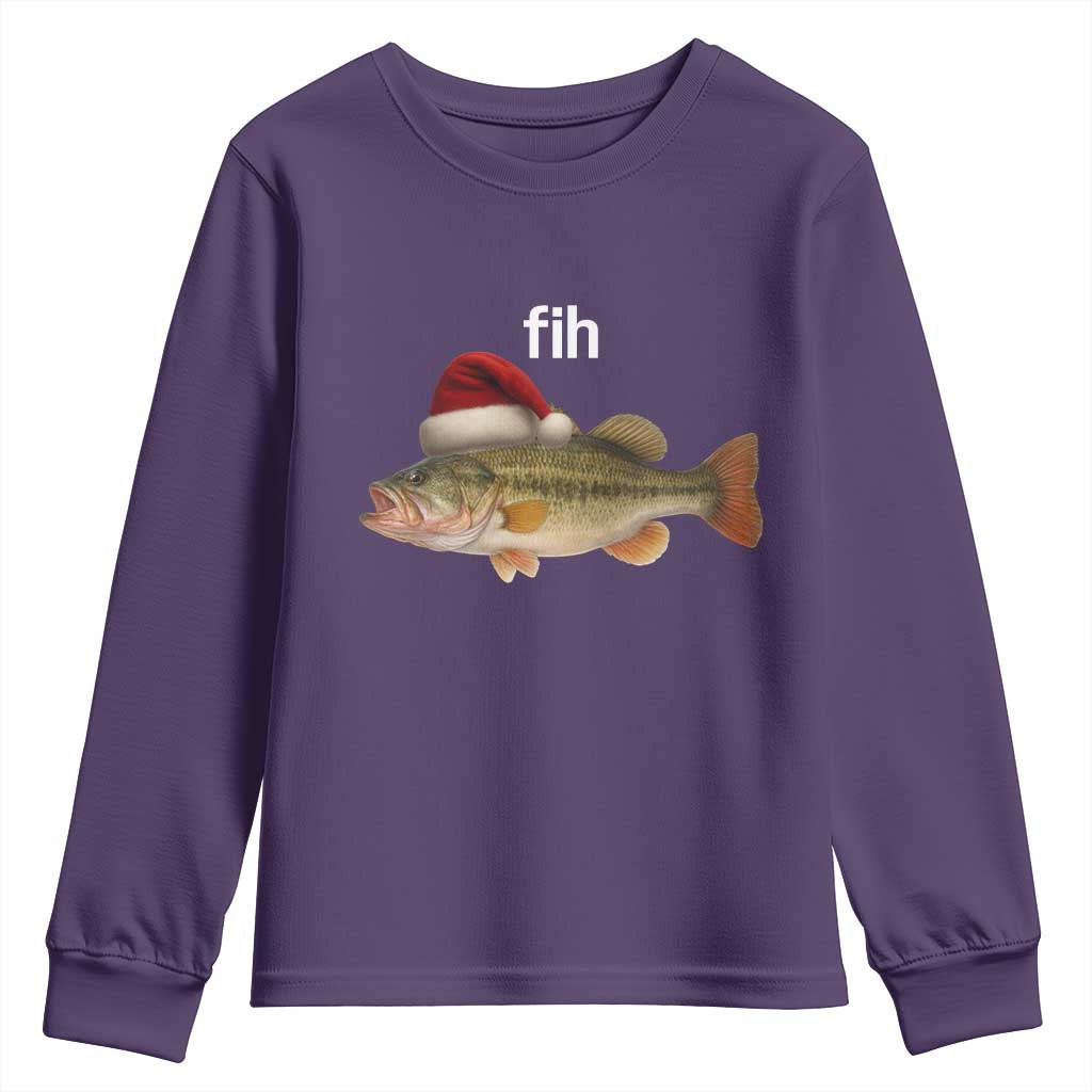 Funny Misspelled Fish Christmas Meme Youth Sweatshirt TS14 Purple Print Your Wear