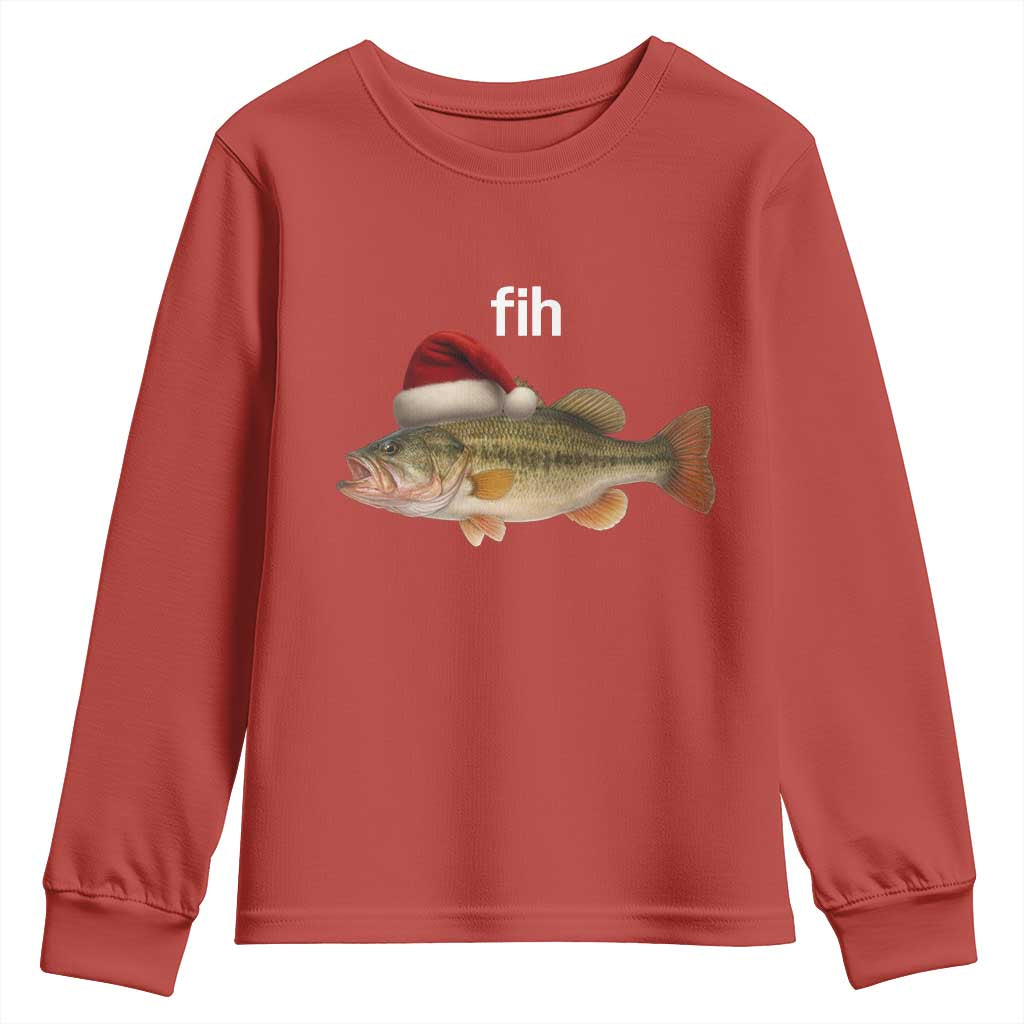 Funny Misspelled Fish Christmas Meme Youth Sweatshirt TS14 Red Print Your Wear