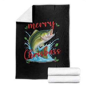 Bass Fish Christmas Throw Blanket Merry Chrisbass TS14 Black Print Your Wear