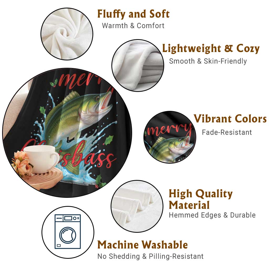 Bass Fish Christmas Throw Blanket Merry Chrisbass TS14 Print Your Wear