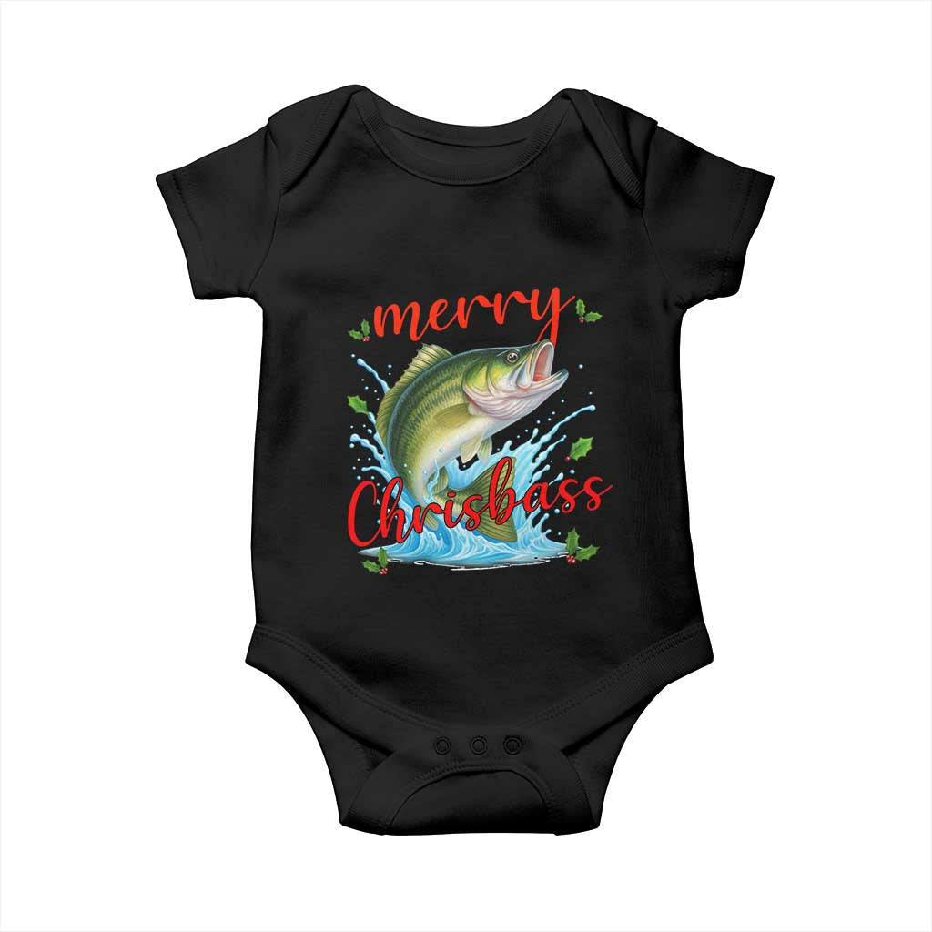 Bass Fish Christmas Baby Onesie Merry Chrisbass TS14 Black Print Your Wear