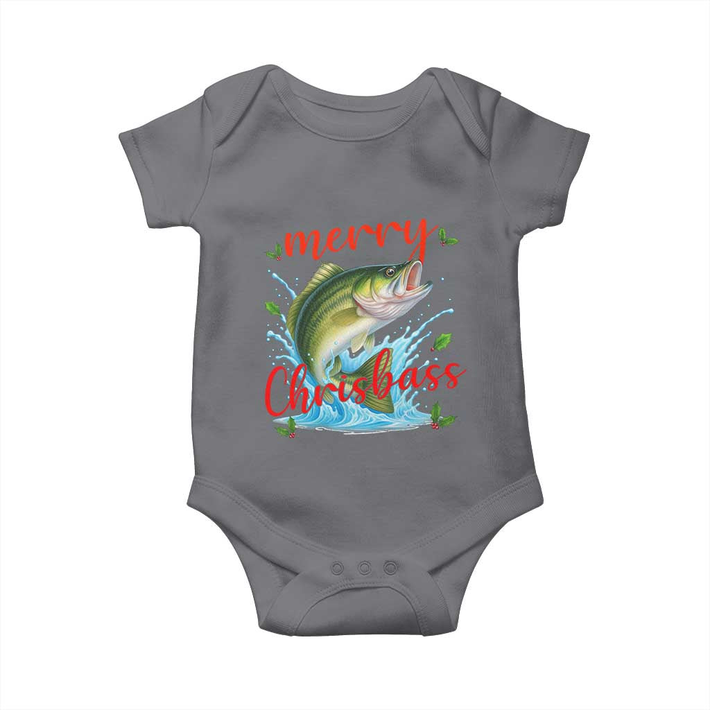 Bass Fish Christmas Baby Onesie Merry Chrisbass TS14 Charcoal Print Your Wear