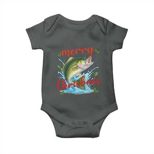 Bass Fish Christmas Baby Onesie Merry Chrisbass TS14 Dark Heather Print Your Wear