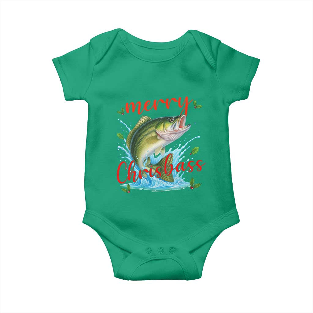 Bass Fish Christmas Baby Onesie Merry Chrisbass TS14 Irish Green Print Your Wear