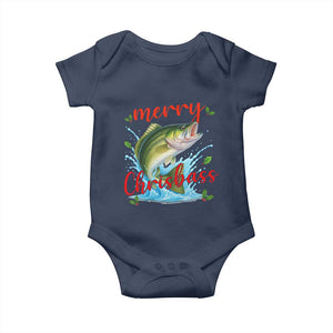 Bass Fish Christmas Baby Onesie Merry Chrisbass TS14 Navy Print Your Wear