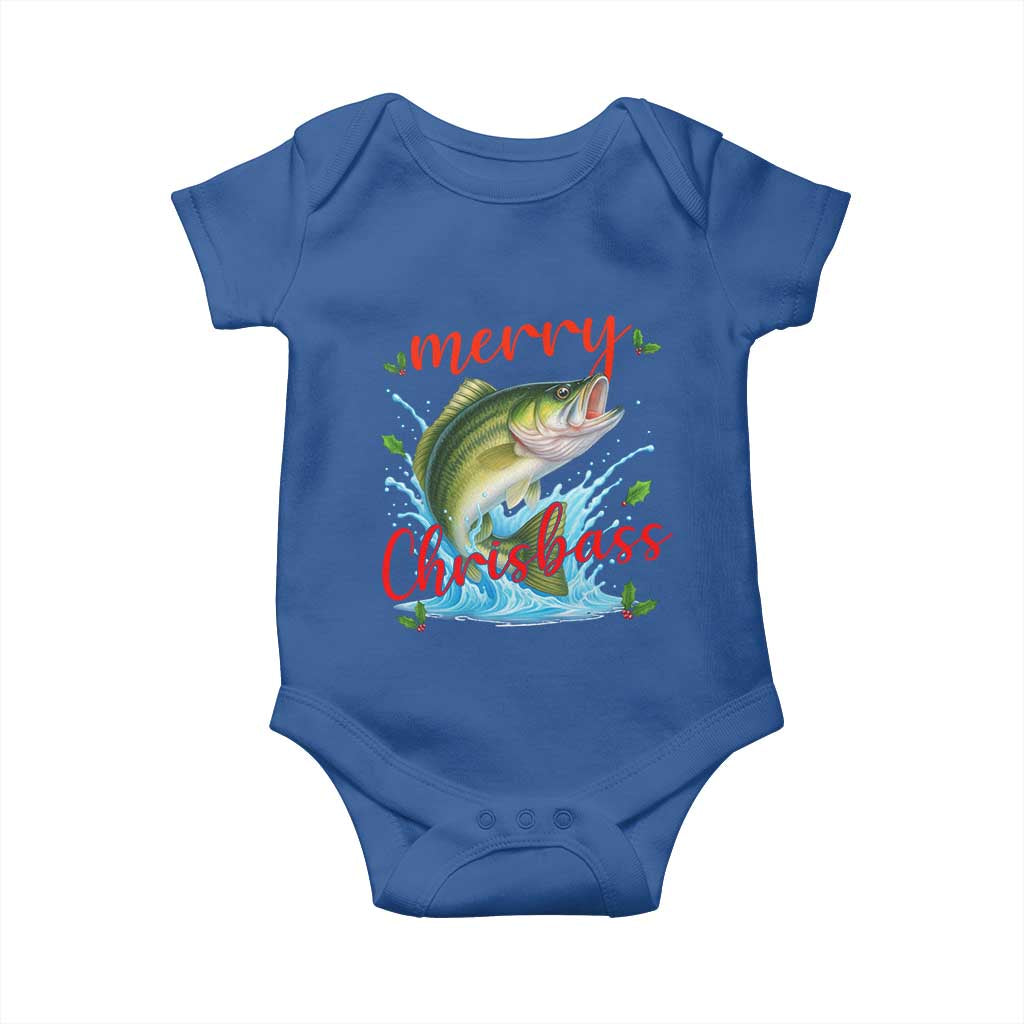 Bass Fish Christmas Baby Onesie Merry Chrisbass TS14 Royal Blue Print Your Wear