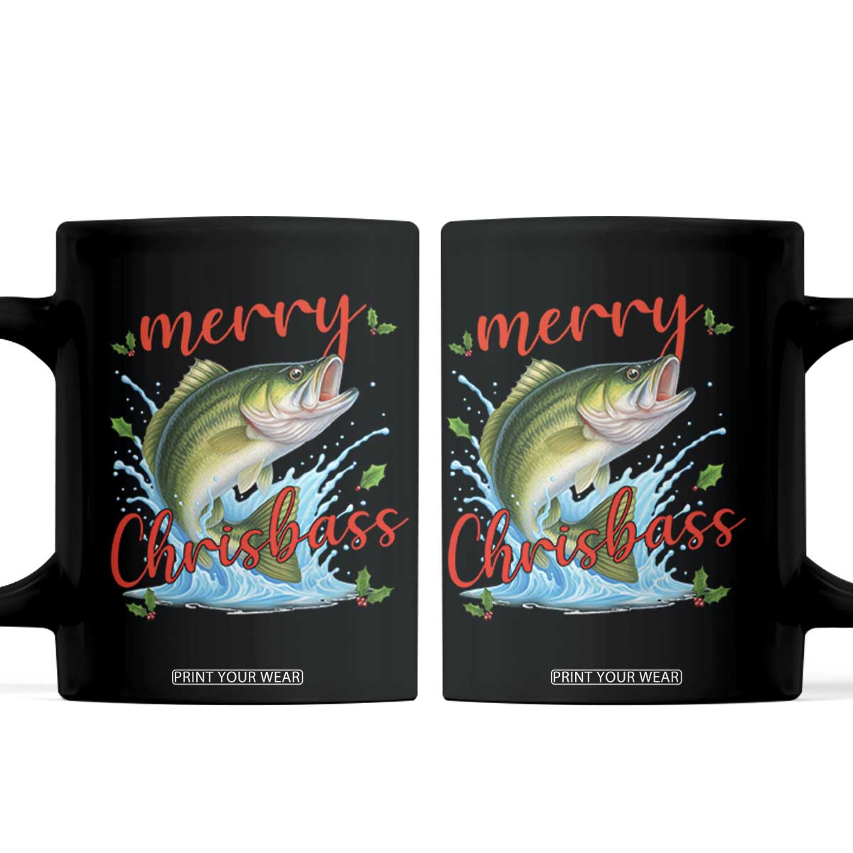 Bass Fish Christmas Coffee Mug Merry Chrisbass TS14 Black Print Your Wear