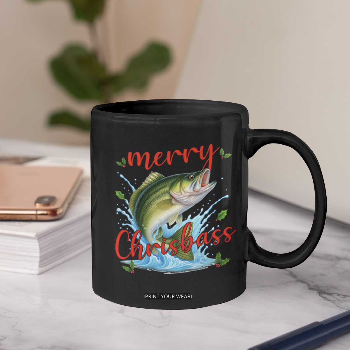 Bass Fish Christmas Coffee Mug Merry Chrisbass TS14 Print Your Wear