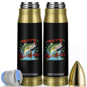 Bass Fish Christmas Bullet Tumbler Merry Chrisbass TS14 Black Print Your Wear