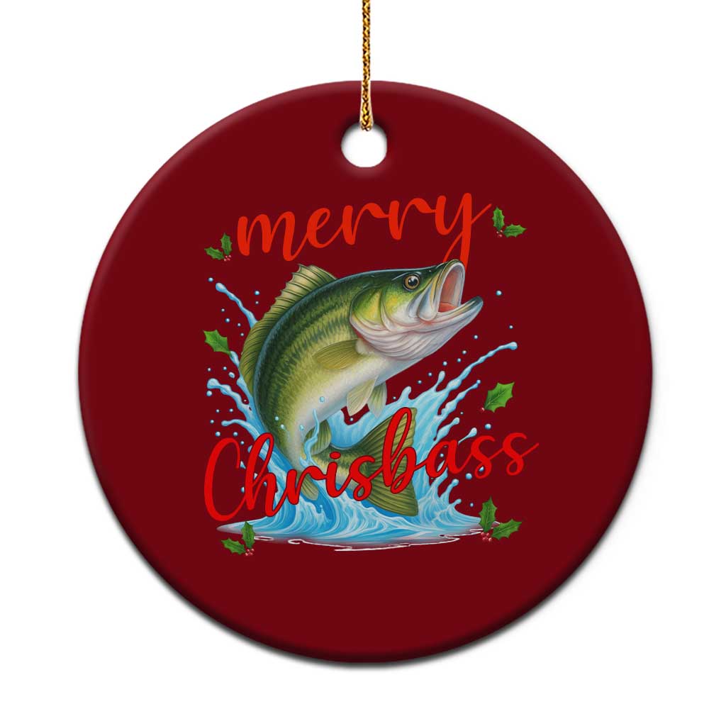 Bass Fish Xmas Ceramic Ornament Merry Chrisbass TS14 1pc Red Print Your Wear