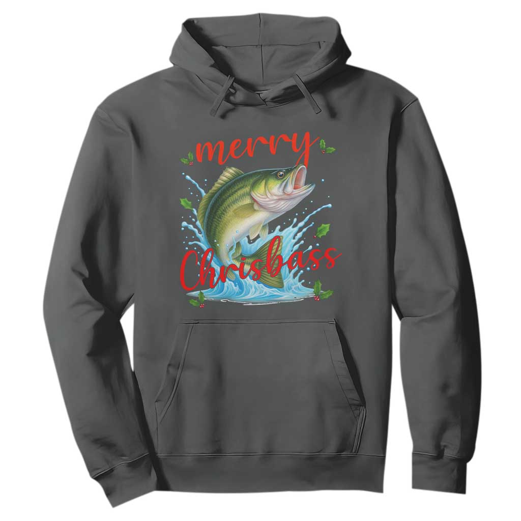 Bass Fish Christmas Hoodie Merry Chrisbass TS14 Dark Heather Print Your Wear