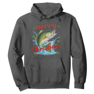 Bass Fish Christmas Hoodie Merry Chrisbass TS14 Dark Heather Print Your Wear