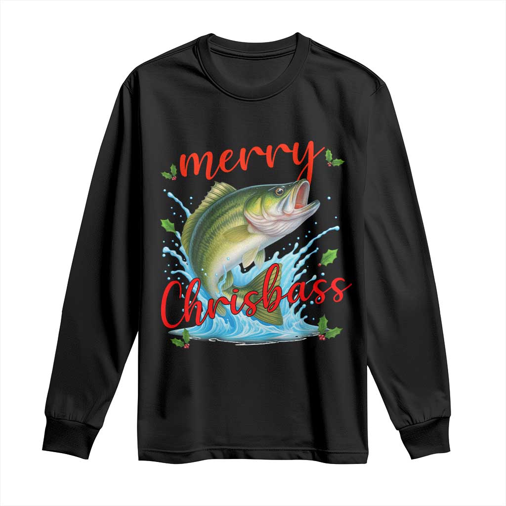 Bass Fish Christmas Long Sleeve Shirt Merry Chrisbass TS14 Black Print Your Wear
