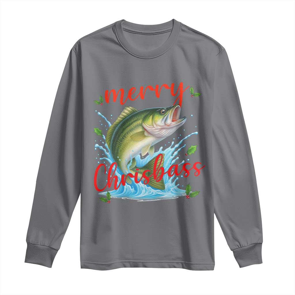 Bass Fish Christmas Long Sleeve Shirt Merry Chrisbass TS14 Charcoal Print Your Wear