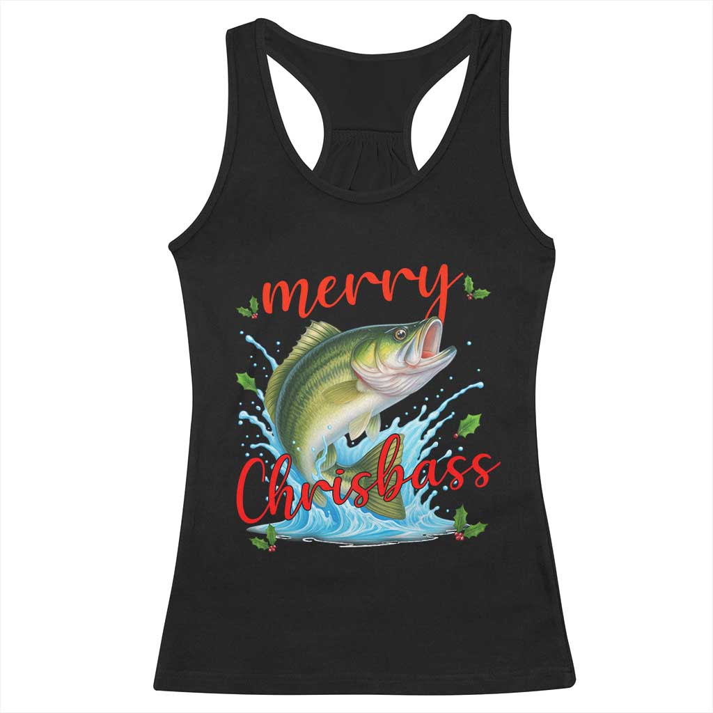 Bass Fish Christmas Racerback Tank Top Merry Chrisbass TS14 Black Print Your Wear