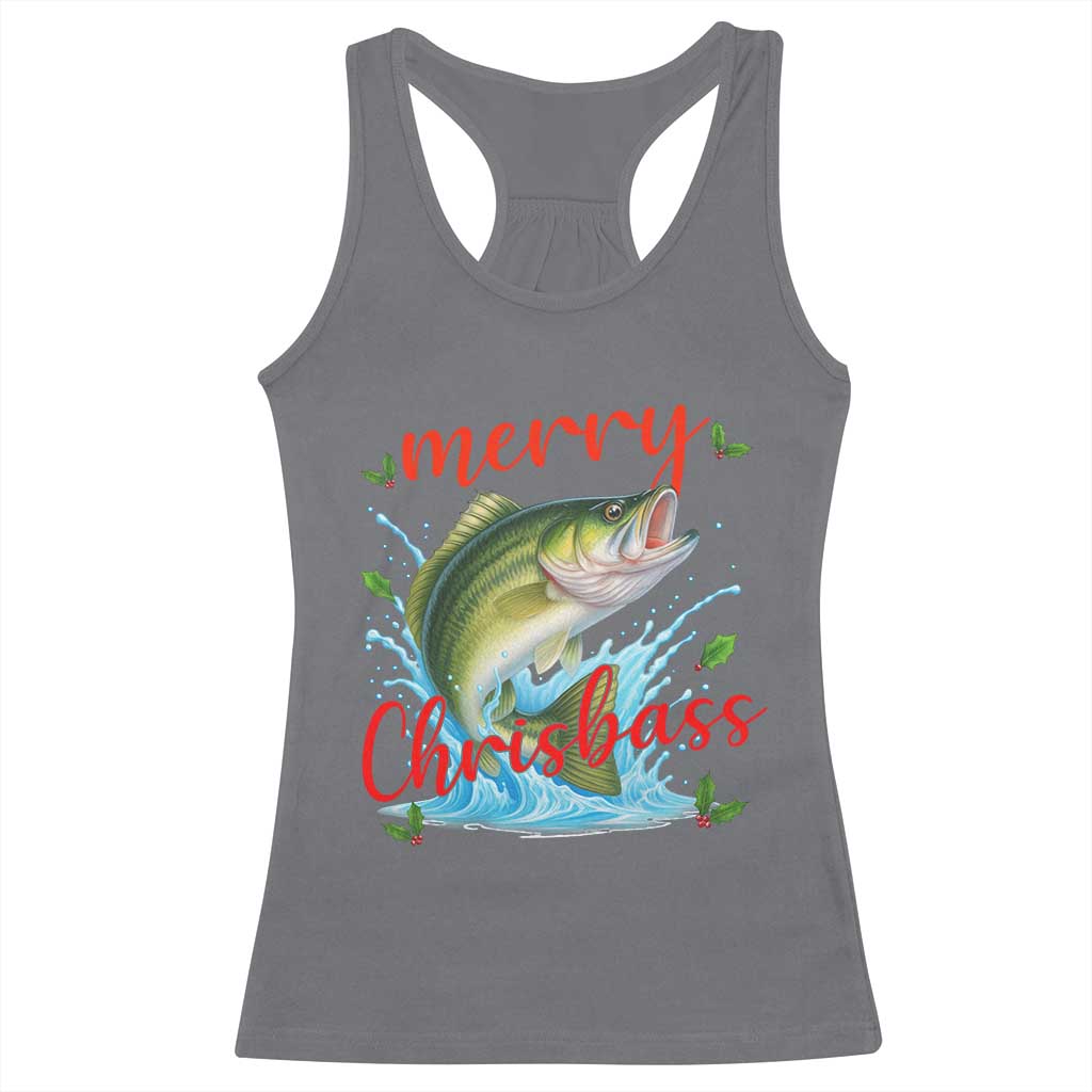 Bass Fish Christmas Racerback Tank Top Merry Chrisbass TS14 Charcoal Print Your Wear