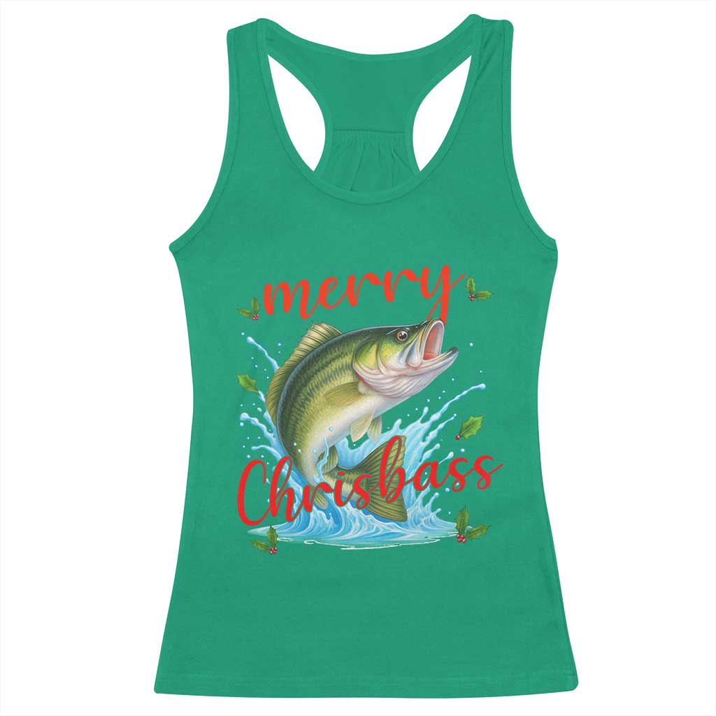 Bass Fish Christmas Racerback Tank Top Merry Chrisbass TS14 Irish Green Print Your Wear