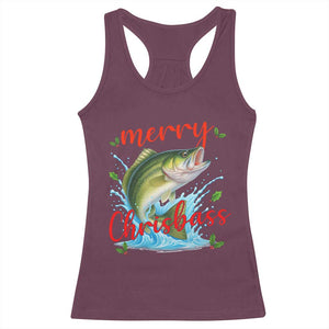Bass Fish Christmas Racerback Tank Top Merry Chrisbass TS14 Maroon Print Your Wear