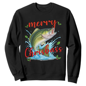 Bass Fish Christmas Sweatshirt Merry Chrisbass TS14 Black Print Your Wear