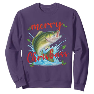 Bass Fish Christmas Sweatshirt Merry Chrisbass TS14 Purple Print Your Wear