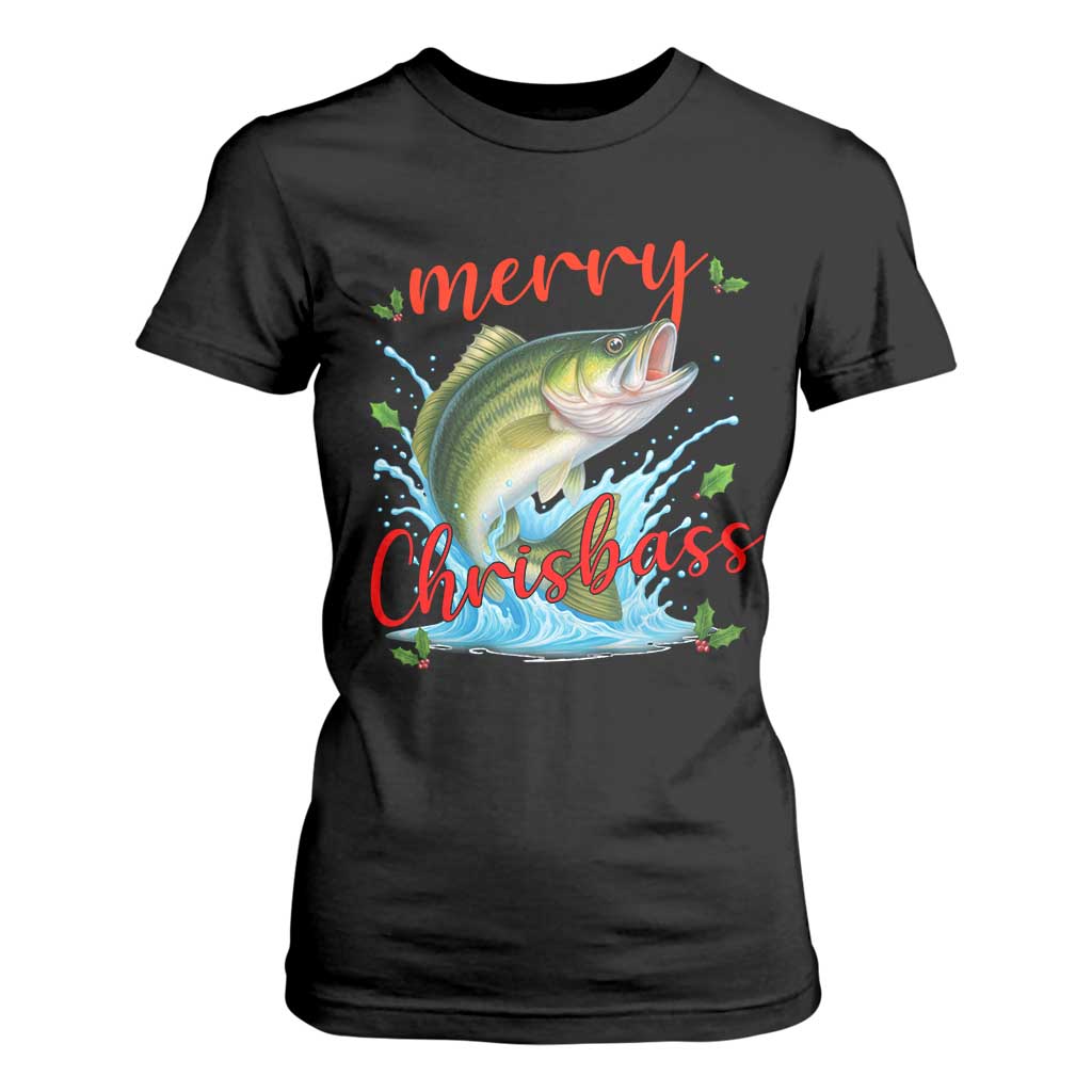 Bass Fish Christmas T Shirt For Women Merry Chrisbass TS14 Black Print Your Wear