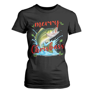 Bass Fish Christmas T Shirt For Women Merry Chrisbass TS14 Black Print Your Wear