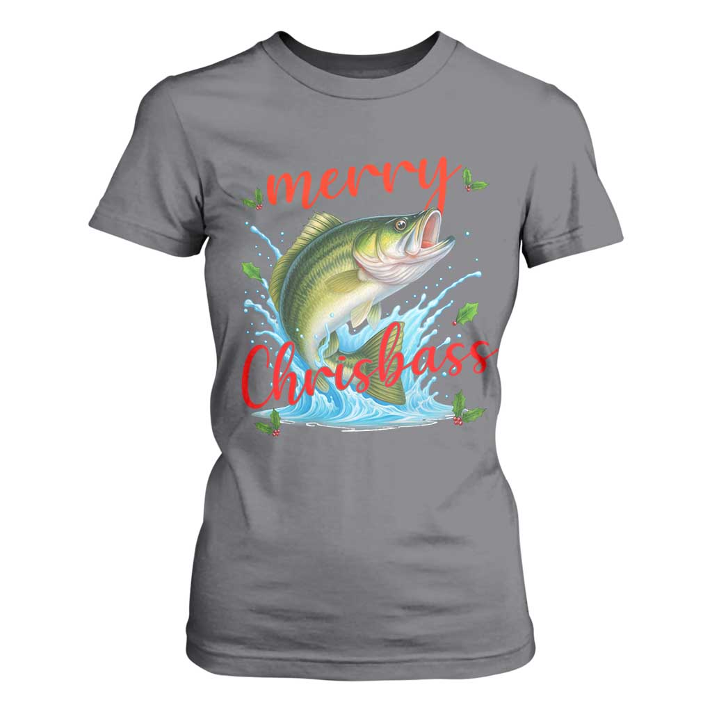 Bass Fish Christmas T Shirt For Women Merry Chrisbass TS14 Charcoal Print Your Wear