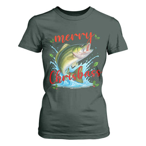 Bass Fish Christmas T Shirt For Women Merry Chrisbass TS14 Dark Forest Green Print Your Wear
