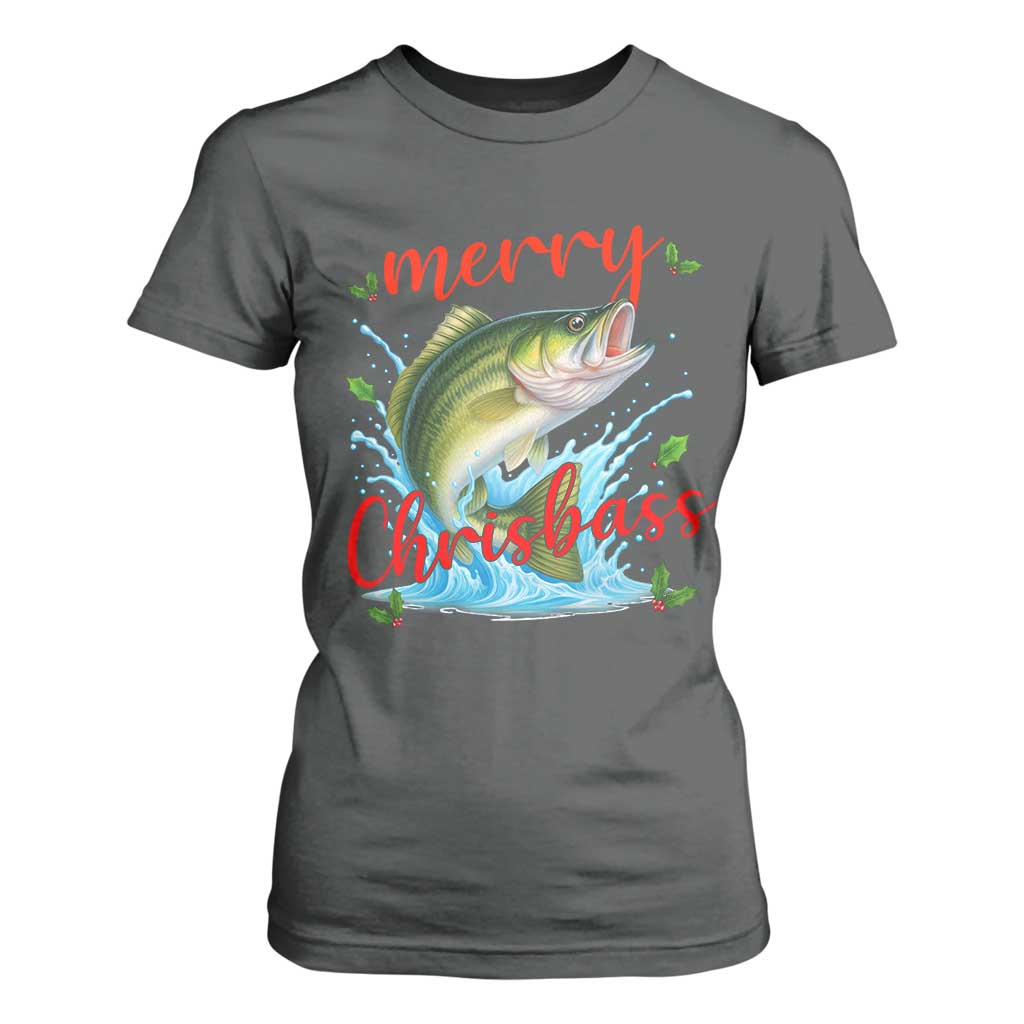 Bass Fish Christmas T Shirt For Women Merry Chrisbass TS14 Dark Heather Print Your Wear
