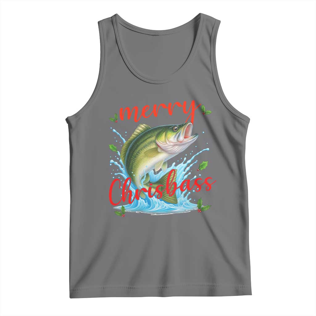 Bass Fish Christmas Tank Top Merry Chrisbass TS14 Black Heather Print Your Wear