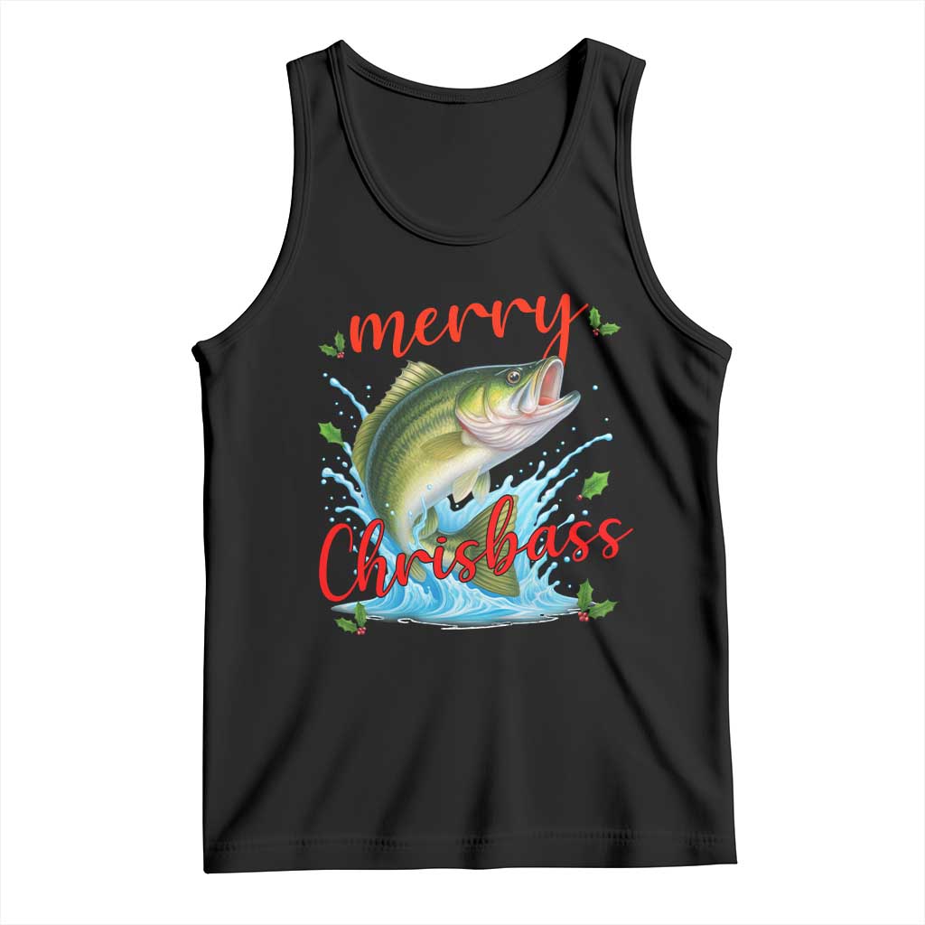 Bass Fish Christmas Tank Top Merry Chrisbass TS14 Black Print Your Wear