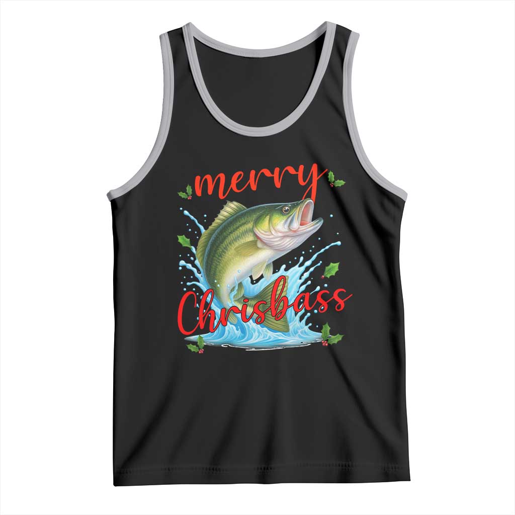 Bass Fish Christmas Tank Top Merry Chrisbass TS14 Black Athletic Heather Print Your Wear