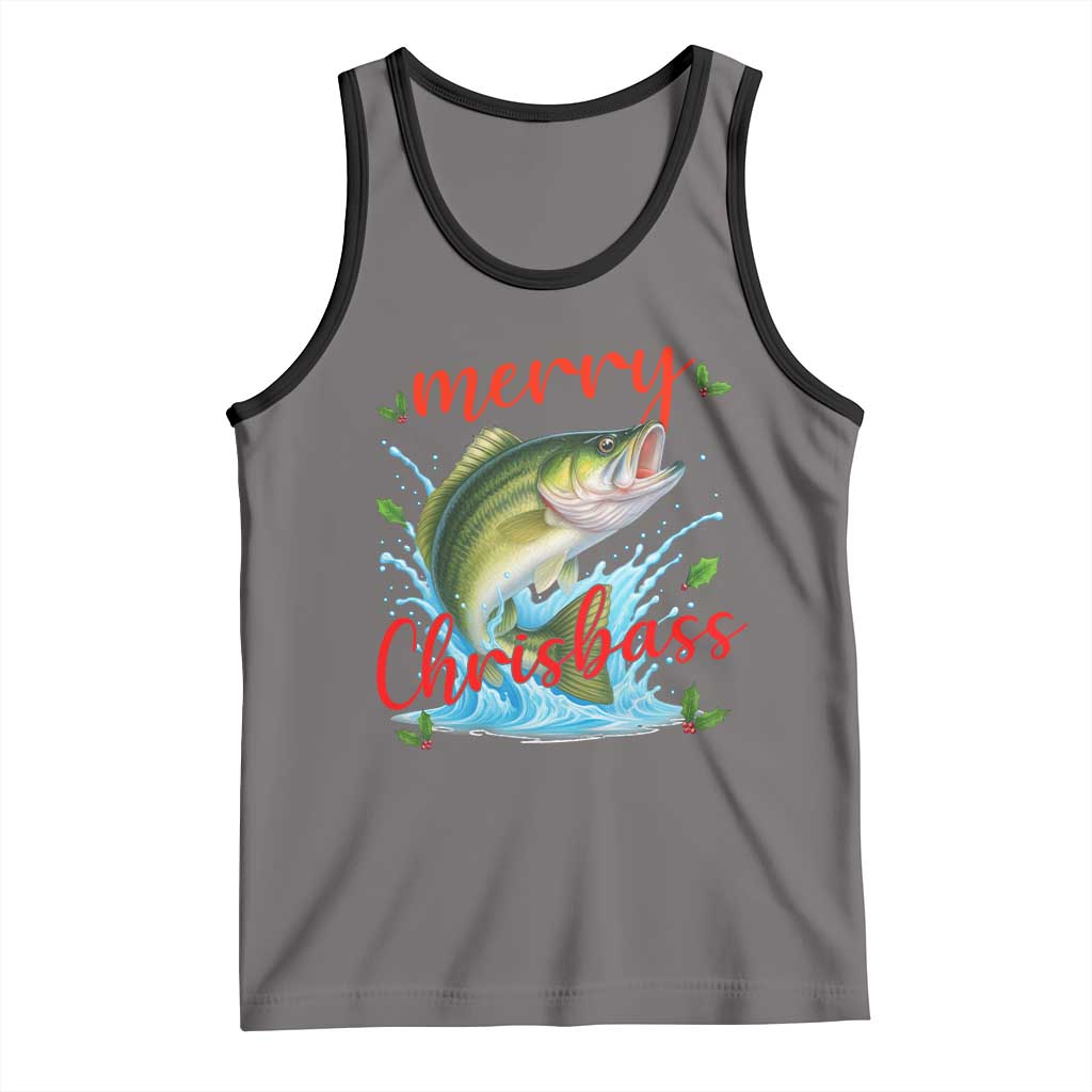 Bass Fish Christmas Tank Top Merry Chrisbass TS14 Deep Heather Black Print Your Wear