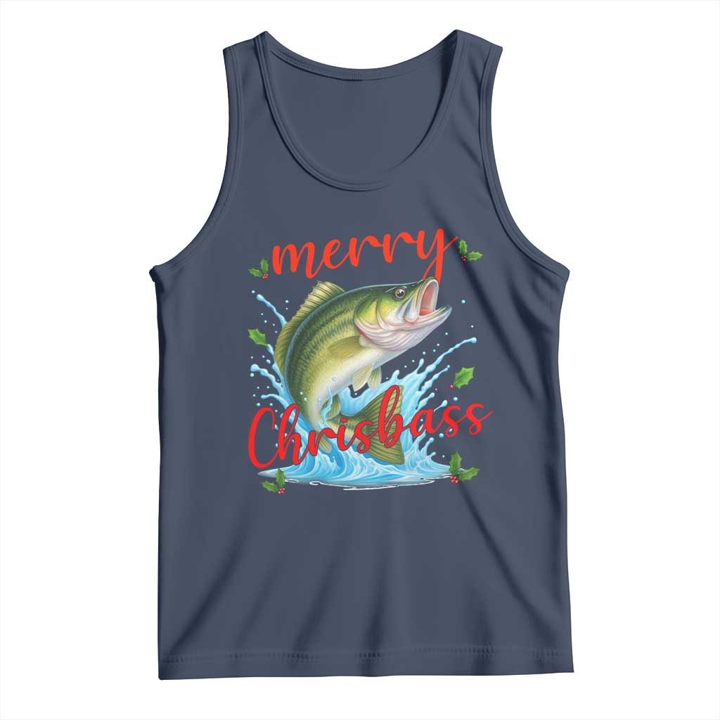 Bass Fish Christmas Tank Top Merry Chrisbass TS14 Navy Print Your Wear