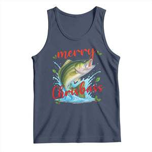 Bass Fish Christmas Tank Top Merry Chrisbass TS14 Navy Print Your Wear