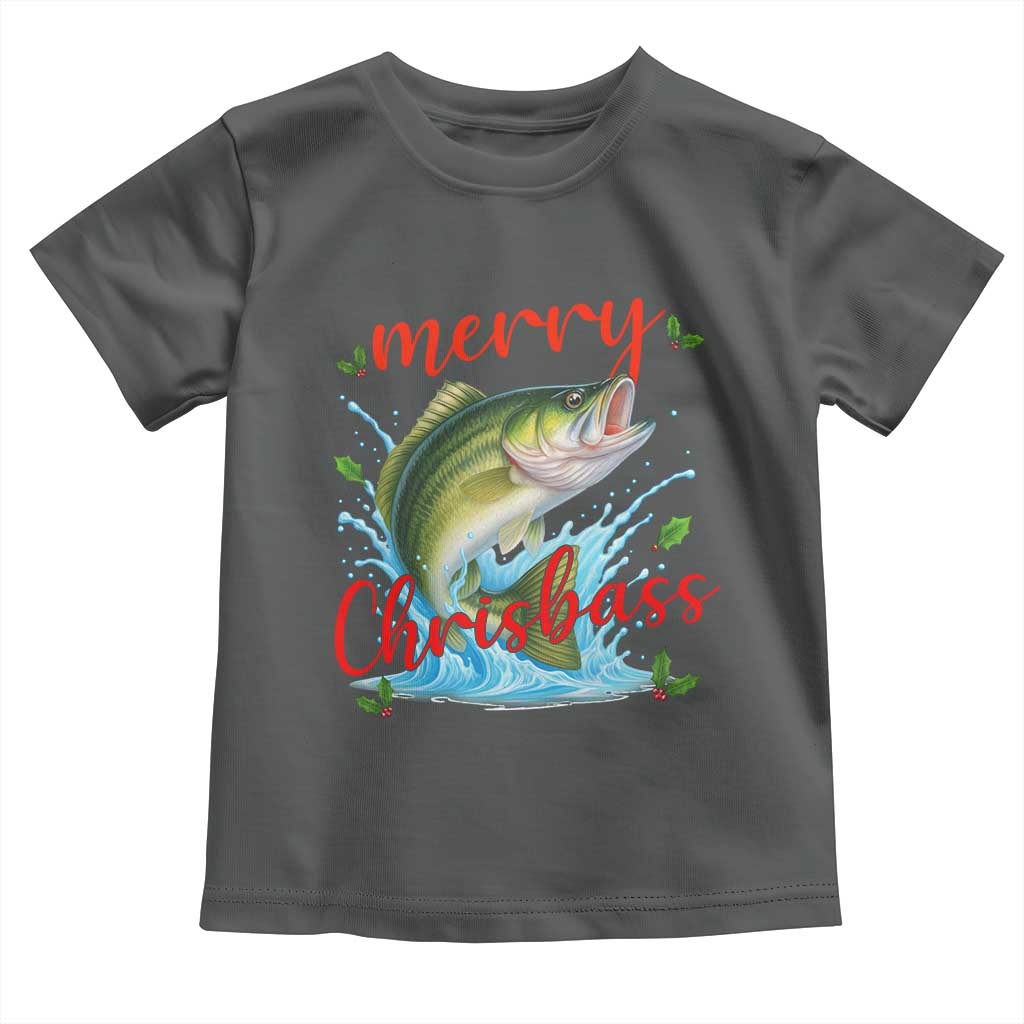 Bass Fish Christmas Toddler T Shirt Merry Chrisbass TS14 Dark Heather Print Your Wear