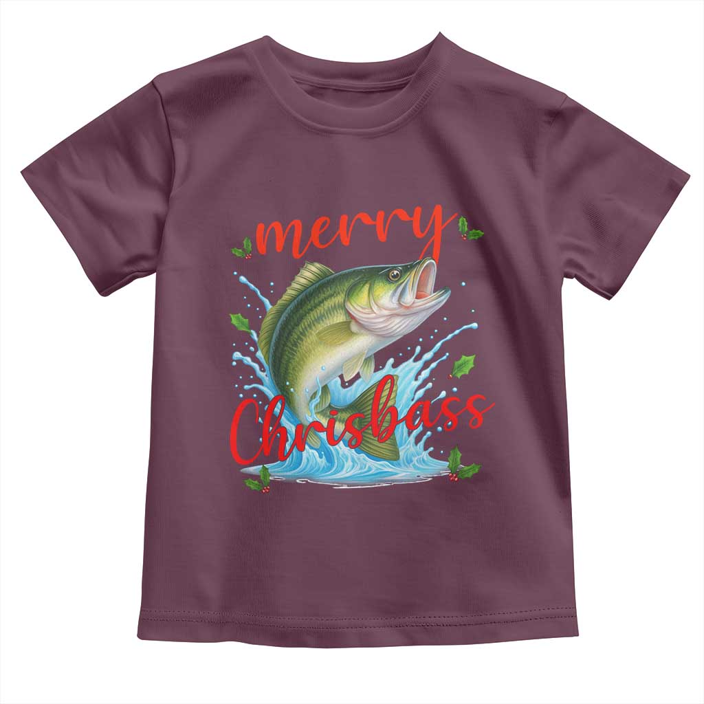 Bass Fish Christmas Toddler T Shirt Merry Chrisbass TS14 Maroon Print Your Wear