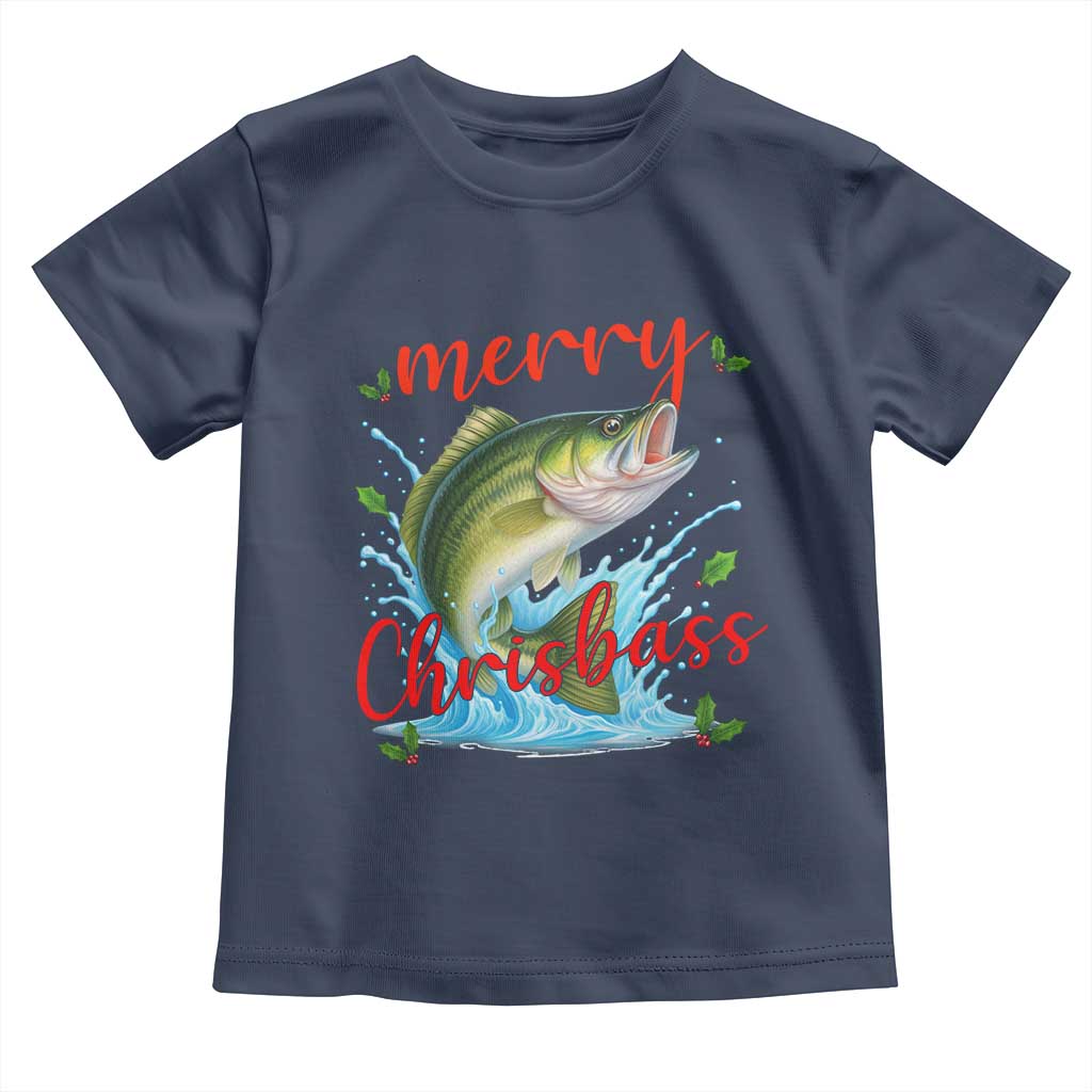 Bass Fish Christmas Toddler T Shirt Merry Chrisbass TS14 Navy Print Your Wear