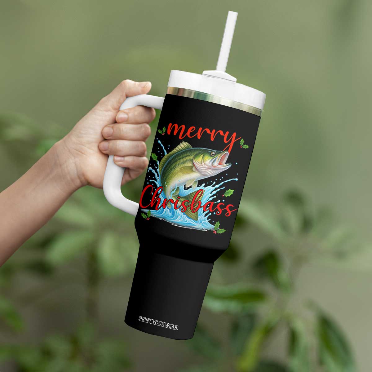 Bass Fish Christmas Tumbler With Handle Merry Chrisbass TS14 Print Your Wear
