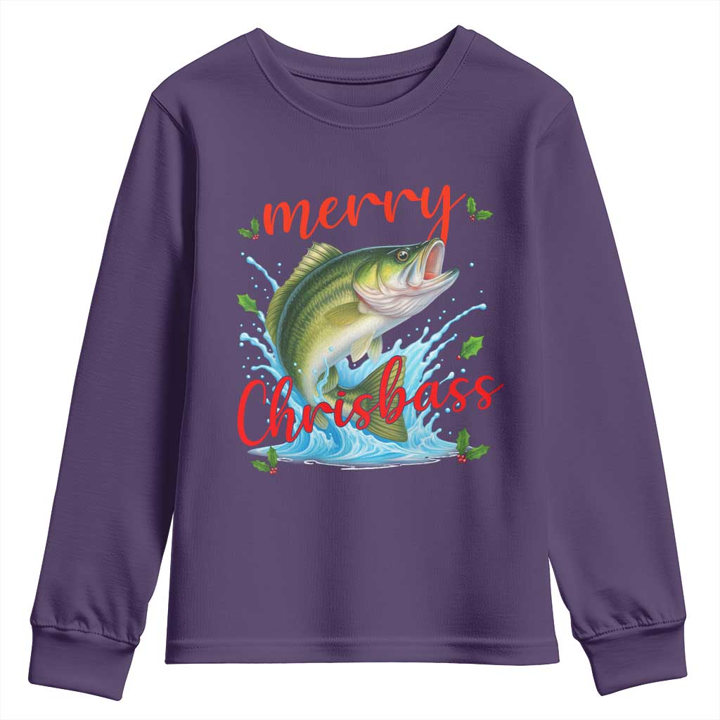 Bass Fish Christmas Youth Sweatshirt Merry Chrisbass TS14 Purple Print Your Wear