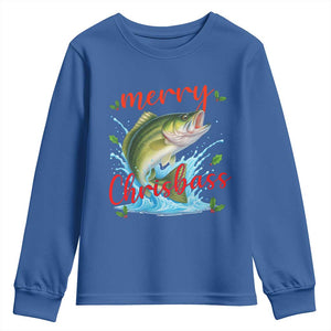Bass Fish Christmas Youth Sweatshirt Merry Chrisbass TS14 Royal Blue Print Your Wear