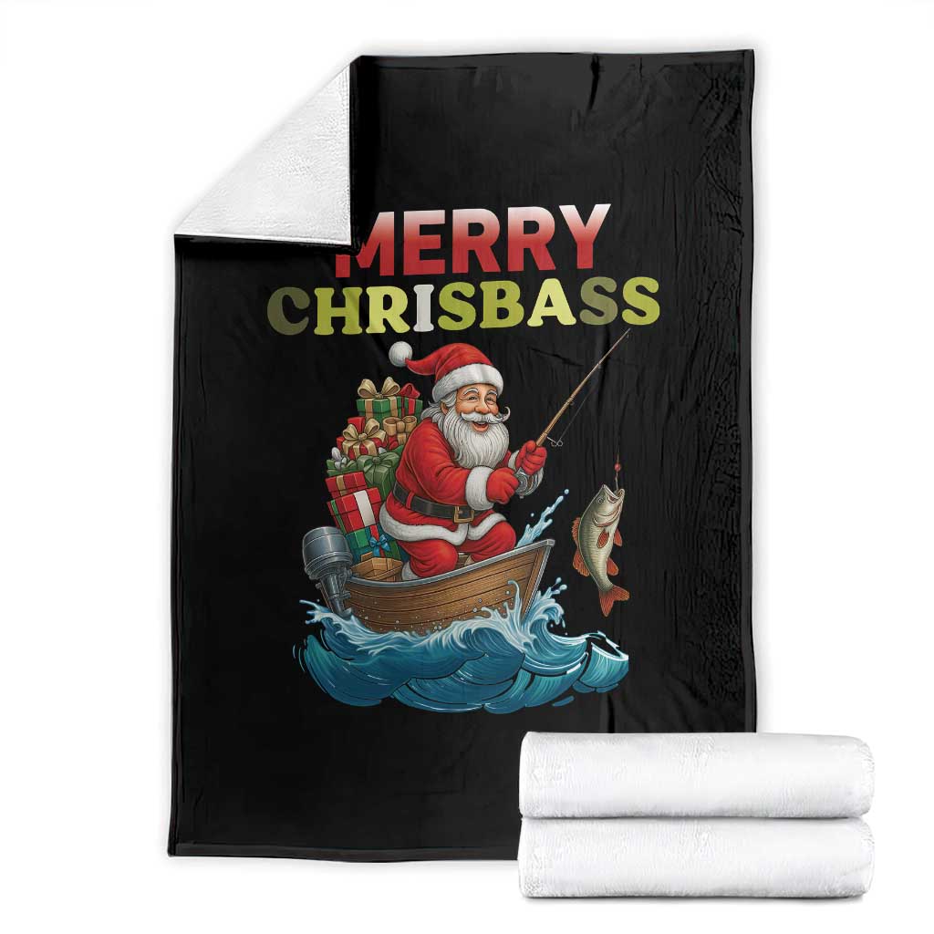 Santa Fishing Christmas Throw Blanket Funny Fisherman Merry Chrisbass Xmas TS14 Black Print Your Wear