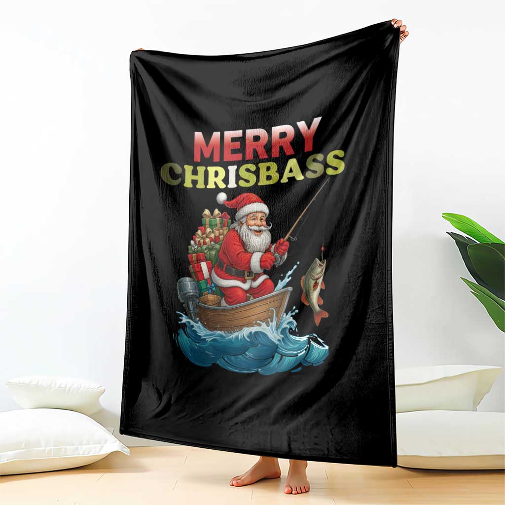 Santa Fishing Christmas Throw Blanket Funny Fisherman Merry Chrisbass Xmas TS14 Print Your Wear